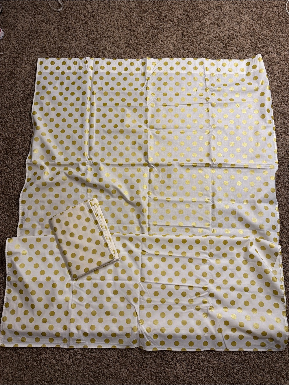 White Curtain Panels with Gold Polka Dots
